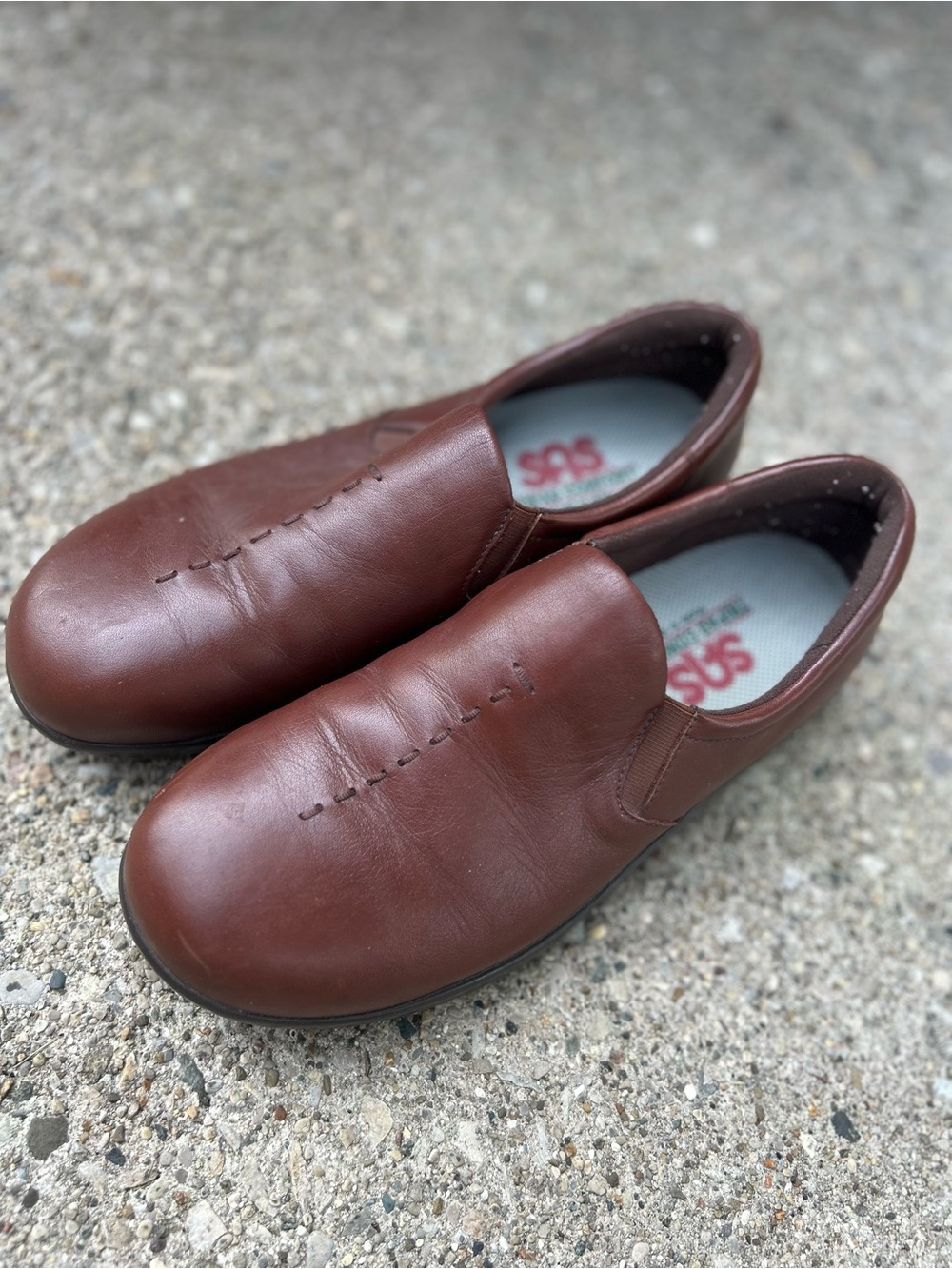 SAS Women’s Size 8 W Slip on Brown Leather Comfort Shoes Wide